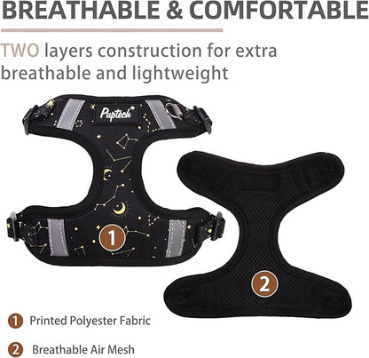 PUPTECK Dog Harness and Leash Set Medium Sized, Step in No Pull Adjustable Puppy Cat Harness Reflective Pet Vest