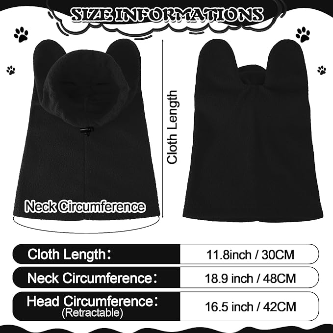 Clysee Winter Dog Hats Quiet Ears for Dogs Ear Muffs Pet Neck Warmer Scarf Hoodie Noise Protection Cover Beanie Head Wrap Costume for Pet Dog Cats(Black,M)