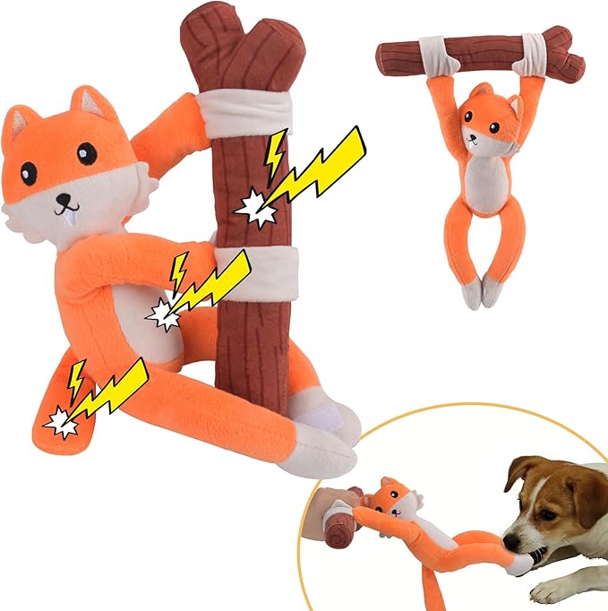 GJEASE Squeaky Dog Toys,Plush Puppy Toys with Pull Branch,Tug of War Dog Toy for Dogs, Interactive Dog Toys for Small, Middle Dogs Under 55LB,with Crinkle Paper and Squeaker