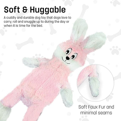 FGA MARKETPLACE Pink Rabbit Dog Toy Flat NO Stuffing NO Squeak, Funny Style Will Entertain Your Pet for Hours, Recommended for Small and Medium Dog 21 INCH Long