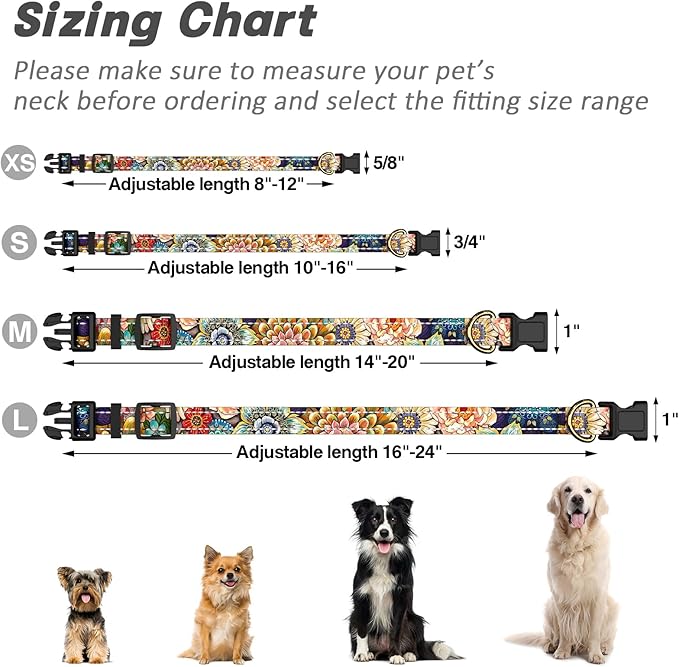 Reflective Dog Collar for Extra Small Dogs, Cute Boho Adjustable Heavy-Duty Nylon Puppy Collar for Boy and Girl Female, Soft Pet Accessories with Quick Release Buckle, Colorful Mandala