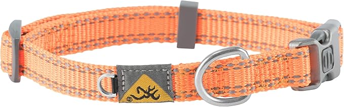 Browning Classic Preformance Webbing Pet Collar, Fully Adjustable, Available in Solid Colors and Camo Patterns, Safety Orange, Medium