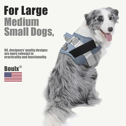 Bolux Dog Harness, No-Pull Reflective Dog Vest, Breathable Adjustable Pet Harness with Handle for Outdoor Walking - No More Pulling, Tugging or Choking (Blue, XL)