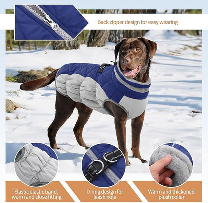 Dog Coats for Small Dogs, Puppy Coat, Warm Winter Jacket, XS Dog Coat with Harness Built in, Waterproof Pet Cold Weather Coats, Puppy Winter Clothes Snowsuit Chihuahua Maltese,Blue,XS