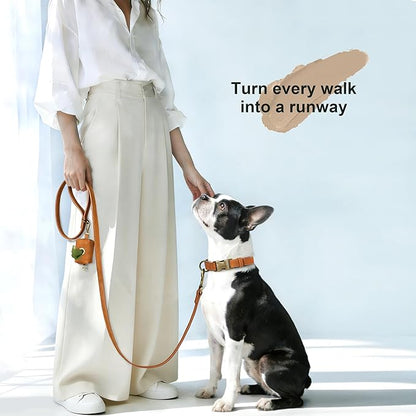 Didog Soft PU Leather Dog Collar, Stylish Quick Released Dog Collars for Medium Dogs, Easy Clean Adjustable Pet Collar for Daily Walking, Light Brown, M Fit 13-21" Neck