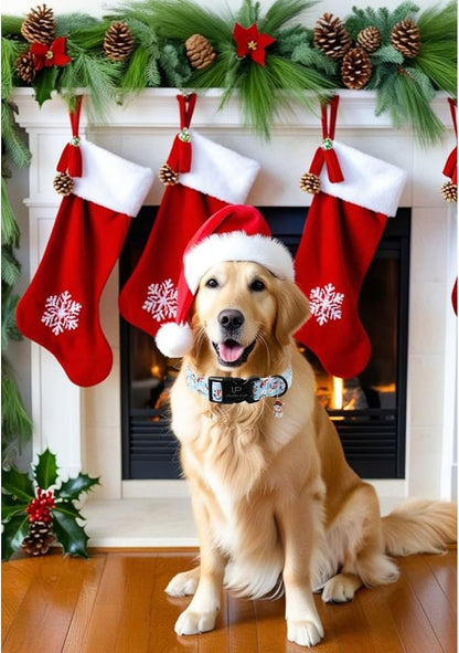 Christmas Snowman Dog Collar - Xmas Dog Collars with Cute Snowman Patterns - Soft, Adjustable, Ideal for Winter Holidays S
