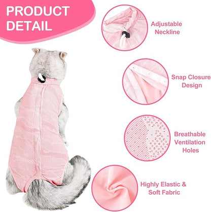 Coppthinktu Cat Recovery Suit Cat Onesie for Cats After Surgery, Breathable Cats Surgery Recovery Suit Female for Abdominal Wounds, Kitten Surgical Suit E-Collar Alternative After Spay Anti Licking