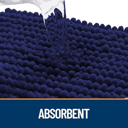 OLANLY Dog Door Mat for Muddy Paws 30x20, Ultra Absorbent Chenille Mud Doormat, Non-Slip Washable and Dirt Trapping Doormat for Indoor Entryway, Quick-Dry Indoor Pet Bed Mats for Dogs, Navy Blue