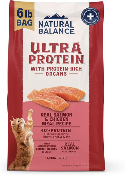 Natural Balance Ultra Protein Dry Cat Food, Real Salmon & Chicken Meal Recipe with Chicken Liver & Chicken Hearts - 6 lbs.