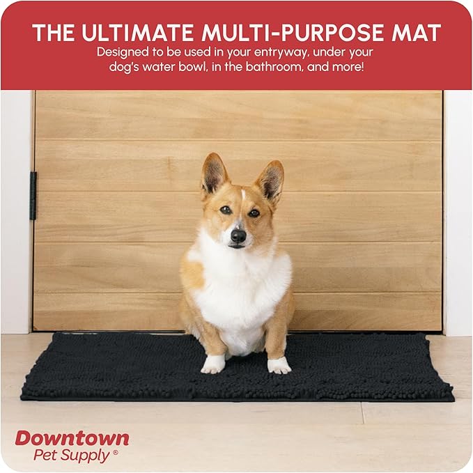 My Doggy Place Dog Mud Mat, 31" x 20" Black – Thick Microfiber Entry Rug for Snow, Mud & Salt – Absorbent, Quick-Dry, Washer-Safe & Non-Slip, Medium