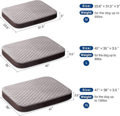 JoicyCo Large Dog Bed, Orthopedic Foam Dog Beds Mattress, 40 inch Joint Relief Pet Sleeping Beds, Non Slip Bottom with Removable Washable Cover, Grey