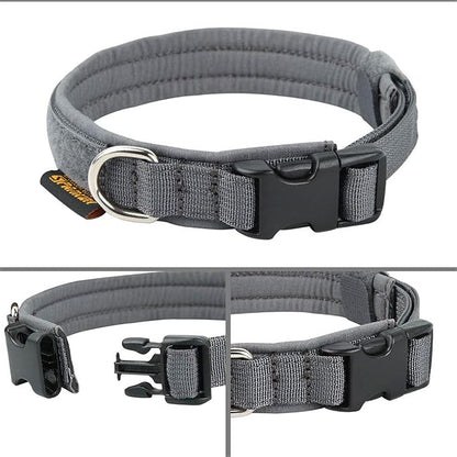 EXCELLENT ELITE SPANKER Nylon Puppy Dog Collar Adjustable Soft Padded Collar Heavy Duty Quick-Release Buckle Lightweight No-Choke for Small Medium Dogs(Grey,s)