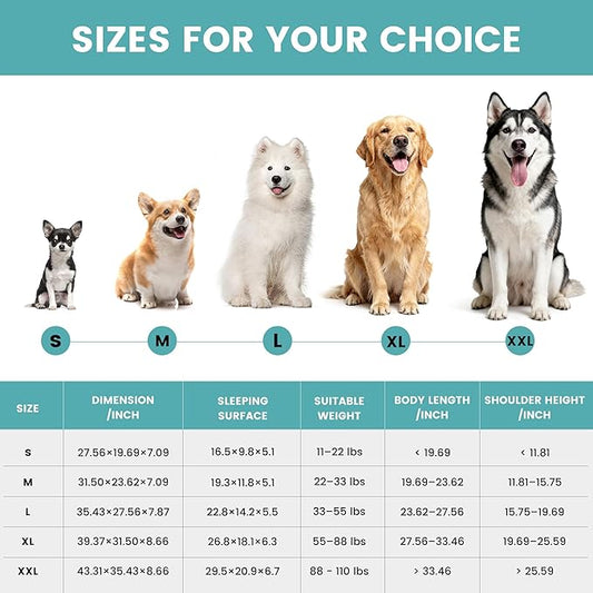 Dog Beds for Large Sized Dogs 35x28 Inch, Comfort-Sided Orthopedic Dog Bed Couch with Breathable Shredded Memory Foam, Faux Rabbit Fur Pet Bed, Non-Detachable, Non-Slip, Machine Washable