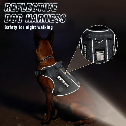 Tactical Dog Harness Medium Sized Dog,No Pull Military Dog Vest with Handle,Reflective Heavy Duty Pet Harness for Walking Hiking Training Gray M