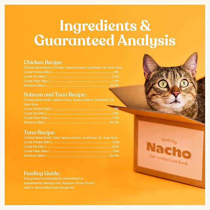 Made by Nacho Lickable Cat Treats Mousse Tubes 12 Count with Bone Broth Variety Pack (.5 oz) No Grains, Corn, Wheat or Soy