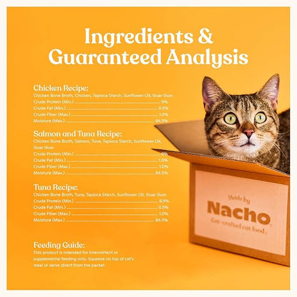 Made by Nacho Lickable Cat Treats Mousse Tubes 12 Count with Bone Broth Variety Pack (.5 oz) No Grains, Corn, Wheat or Soy