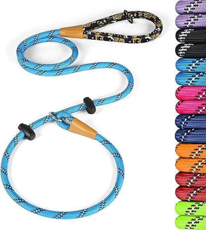 lynxking Slip Lead Dog Leash Reflective, Heavy Duty Comfortable Strong Rope Leash for Large Medium Small Dogs No Pull Training (Light Blue, Large 1/2in x 6ft-Slip Lead)