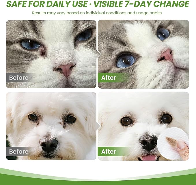 Cozura Dog & Cat Eye Wipes, Unscented 100ct Tear Stain Remover Pads - Hypoallergenic Pet Eye Cleaner for Discharge & Crust - Fragrance Free Grooming Wipes for Sensitive Eyes, Wrinkles & Folds
