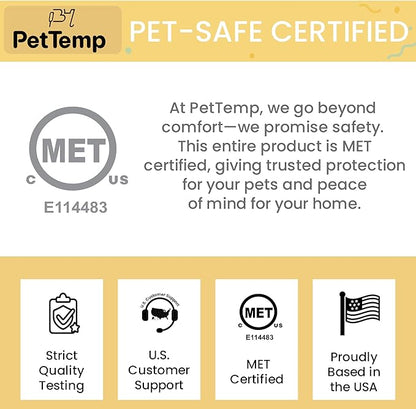 PetTemp Pet Heating Pad for Cats and Dogs, Heated Cat Bed & Dog Heating Pad with 5 Temperature Levels, Waterproof Heated Pet Mat with Timer, Auto Power-Off and Chew Resistant Cord, 20'' x 16''