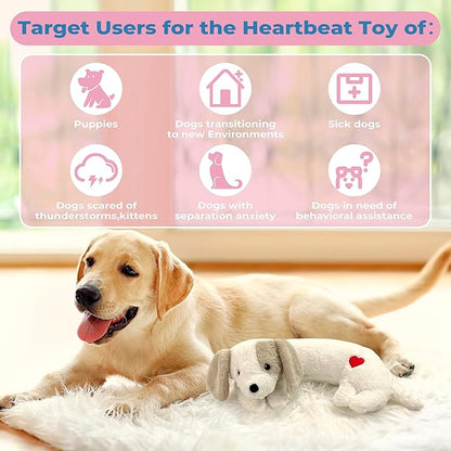 Moropaky Heartbeat Puppy Toy for Dogs, Heartbeat Stuffed Animal for Anxiety Relief Calming Aid, Heartbeat Stuffed Toy for Behavioral Aid Crate Kennel Training, Puppy Essentials White