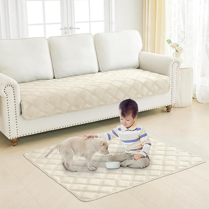 Smiry Waterproof Dog Bed Cover Blanket 40x80, Soft Reversible Pet Blanket, Washable Leakproof Cats Dogs Couch Cover for Sofa, Couch, Furniture, Lattice, Beige/Beige