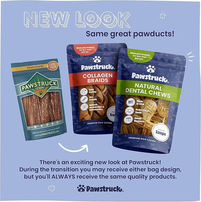 Pawstruck Natural Large 12" Beef Collagen Sticks for Dogs – Long-Lasting Rawhide Alternative, High Protein Treats with Chondroitin & Glucosamine – 5 Pack