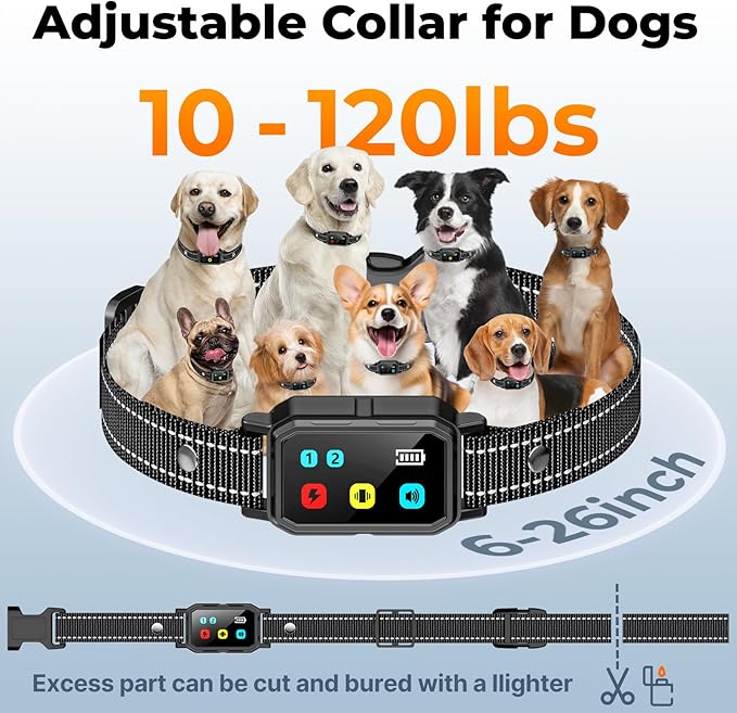 AI Dog Shock Collar 2 Dogs (10-120Lbs) - 3300FT Dog Training Collar with Remote, IPX7 Waterproof Collar with Beep, Vibration, Safe Shock for Large Medium Small Dogs, Keypad Lock and Flashing Light