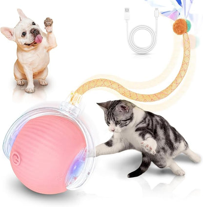 MAXTOOA Interactive Cat Toys for Indoor Cats Smart Automatic Ball Rolling for Bored Kitten Pet Upgraded Speedy Moving Chase Dogs Toy Pink Dragonfly