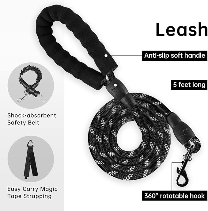 IVY&LANE No Pull Dog Harness with Leash Set, Reflective No Choke Pet Vest,Adjustable Oxford Dog Vest Harness with Easy Control Handle for Medium Lagre Dogs (Checkered Blue,M)