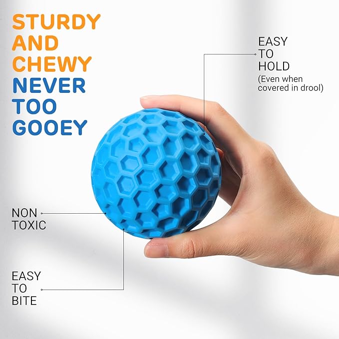 iPettie 4 Pack Honeycomb Dog Toys for Aggressive Chewers – Summer Floating Squeaky Chew Toys for Large Dogs, Safe Rubber for Interactive Play, Tough Puppy Chew Toys for Medium & Big Breeds, 3.15"
