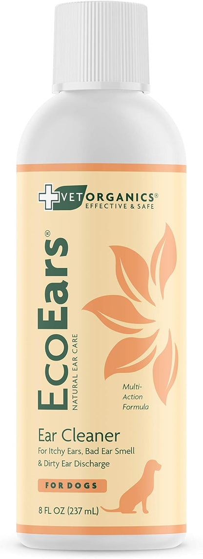EcoEars Dog Ear Cleaner. Natural Multi-Action Formula. for Bad Discharge & Smell. Naturally Removes Foreign Matter and Cleanses The Most Difficult Ears. 100% Guaranteed
