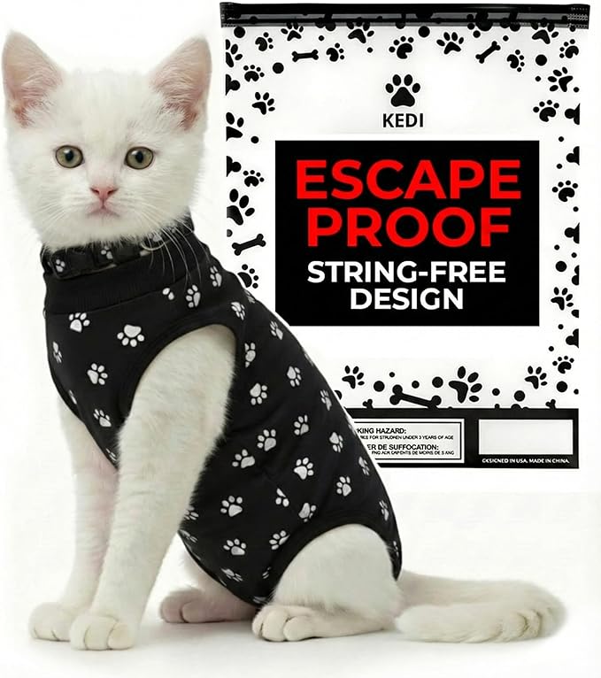 Kitten Recovery Suit Female, Kitten Onesie After Spay, Cat Surgery Suit Female After Surgery, Cone alternatives for Cats (Pink, Small)