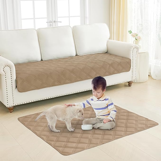 Smiry Waterproof Dog Bed Cover Blanket 30x53, Soft Reversible Pet Blanket, Washable Leakproof Cats Dogs Couch Cover for Sofa, Couch, Furniture, Lattice, Camel/Camel