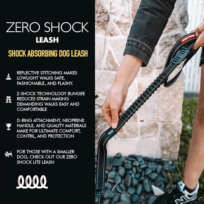 EzyDog Zero Shock Dog Leash - Shock Absorbing Bungee Leash for Dogs That Pull or Excite - Dual Handle and Reflective for Large, Medium, or Small Dogs (72-Inch, Green Camo)