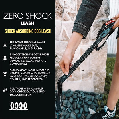 EzyDog Zero Shock Dog Leash - Shock Absorbing Bungee Leash for Dogs That Pull or Excite - Dual Handle and Reflective for Large, Medium, or Small Dogs (72-Inch, Orange)