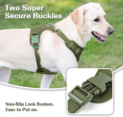 No Pull Dog Harness for Small Medium Large Dogs - Adjustable 2 Layer Mesh Dog Vest with Dual Clip, Escape Proof, Quick Release, Lightweight Breathable Mesh for Walking Hiking (Misty Green,XS)
