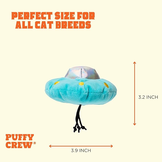 Interactive Catnip Cat Plush Toy, Space Travel Theme, for All Breed Size Cats (UFO)