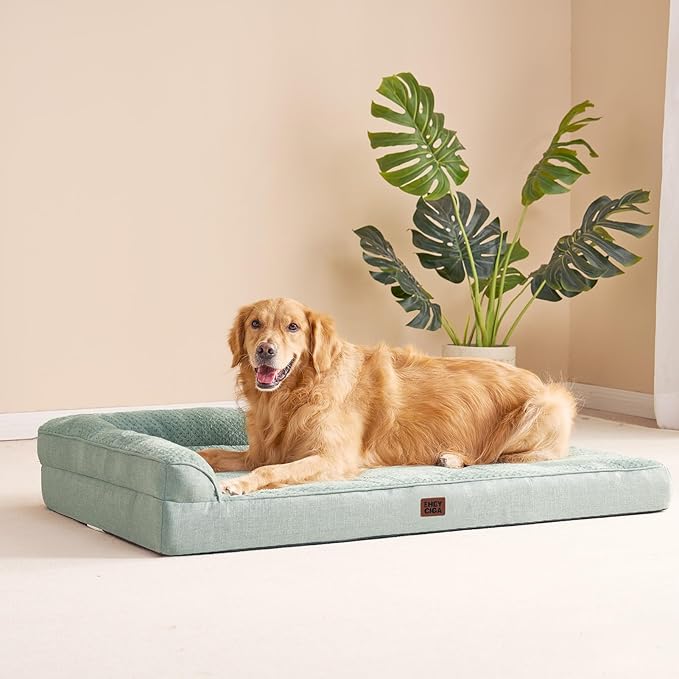 EHEYCIGA Extra Large Dog Bed Othorpedic, Memory Foam XL Dog Bed with Washable Removable Cover, Waterproof Pet Sofa Couch XLarge Size Dogs with Nonskid Bottom, 44x32x6.5, Greyish Green
