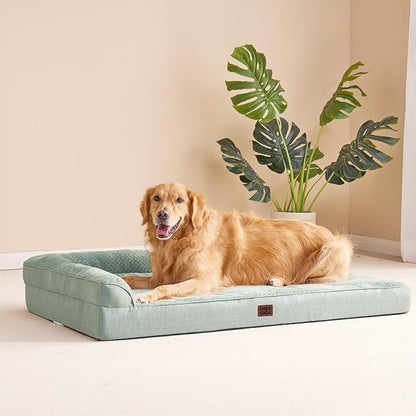 EHEYCIGA Extra Large Dog Bed Othorpedic, Memory Foam XL Dog Bed with Washable Removable Cover, Waterproof Pet Sofa Couch XLarge Size Dogs with Nonskid Bottom, 44x32x6.5, Greyish Green