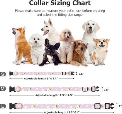 Cotton Handmade Dog Collar Cute and Distinctive Patterns White Flower with Pendant for Girl Boy Dogs Collars S