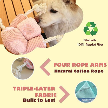 Pawfoo Lab Squeaky Dog Toys, Durable Tug of War Chew Toys for Small, Medium and Large Dogs, Interactive Puppy Toy for Teeth Cleaning, Birthday Gift - Couch