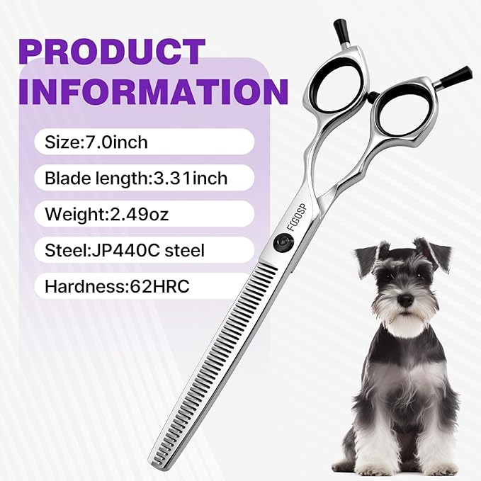 Thinning Shears for Dogs Professional Dog Grooming Scissors Pet Thinners Shear Japan 440C 30% Thinning Rate 46 Teeth Light Weight Designed for Pet Groomers or Family DIY Use
