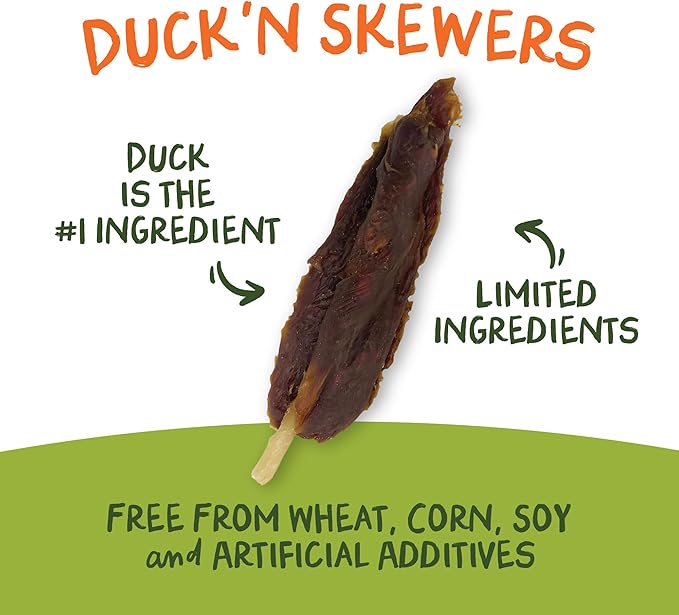 Pet 'n Shape Chik 'n Skewers – Duck Wrapped Rawhide Chew Dog Treats - 1 Pound