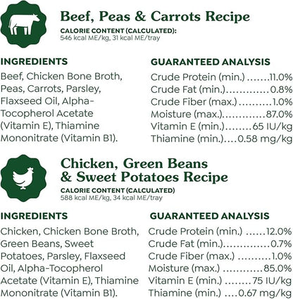 Greenies Smart Topper Wet Dog Food Complement Variety Pack, Chicken Green Beans & Sweet Potatoes Recipe and Beef Peas & Carrots Recipe Variety Pack, 16 Count