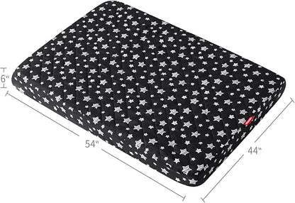 Waterproof Dog Bed Covers Replacement Washable Pet Hair Easy to Remove, Noiseless Quilted Puppy Pet Bed Cover Lovely Black Star Print 44x54 Inches, for Dog/Cat, Cover Only
