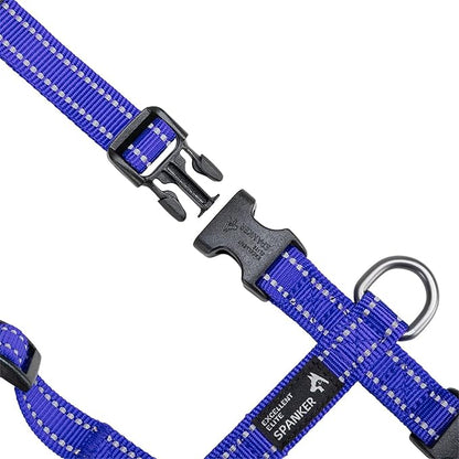EXCELLENT ELITE SPANKER No Pull Dog Harness Reflective Nylon Vest L-Shaped Adjustable Easy Pet Harness for Small Medium Large Breeds Dogs Walking Training Black Red(Blue-L)