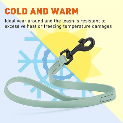Dogline Biothane Waterproof Dog Leash Strong Coated Nylon Webbing with Black Hardware Odor-Proof Easy to Clean High Performance for Small or Large Dogs Made in USA 2 ft Lead, Sage Green