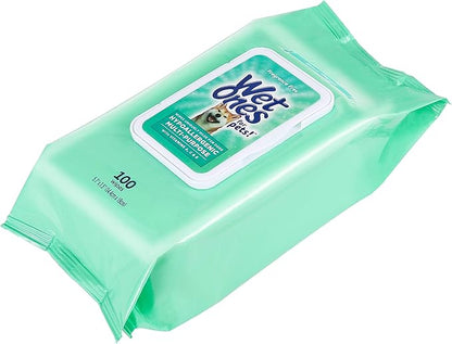 Wet Ones for Pets Hypoallergenic Multi-Purpose Dog Wipes with Vitamins A, C & E No Fragrance Hypoallergenic Dog Wipes for All Dogs Wipes Multipurpose Pouch Dog Wipes (Pack of 1, 100 Count Total)