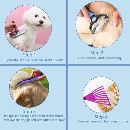 EAFBAO Extra Long Pin Brush for Large Dogs, Remove Loose Fur and Tangles; 5-in-1 Dog Grooming Brush for Long Haired Dogs&Cats