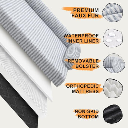 Large Dog Bed Waterproof Orthopedic Foam Dog Beds for Large Dogs Sofa Comfy Pet Bed with Washable Removable Cover & Non-Slip Bottom